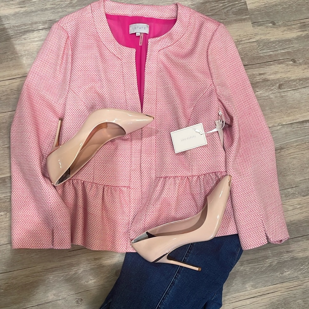 1. State Candy Tweed Cropped Open Front Blazer Size Medium